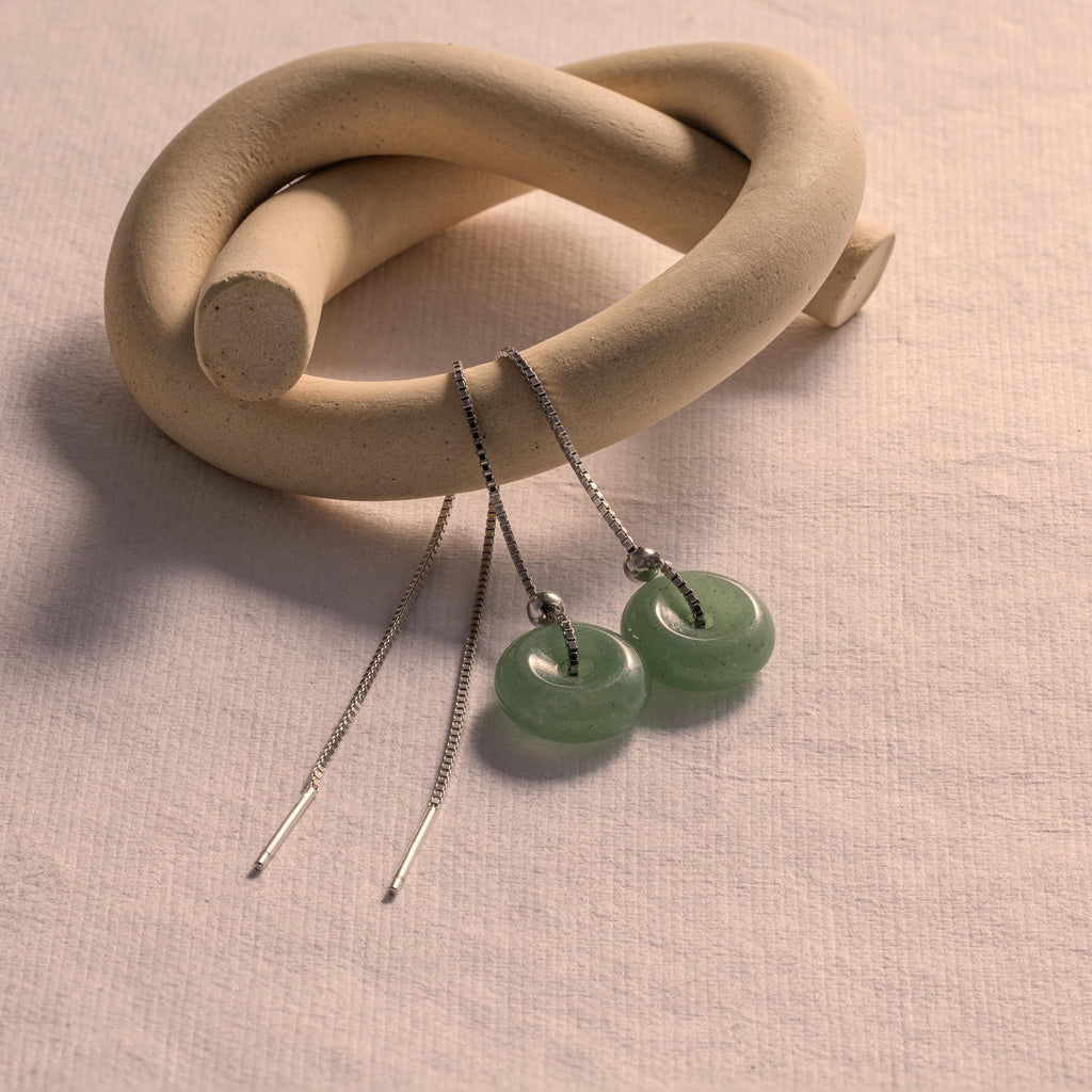 Jade Threader Earrings-Earrings-Caitlyn Minimalist