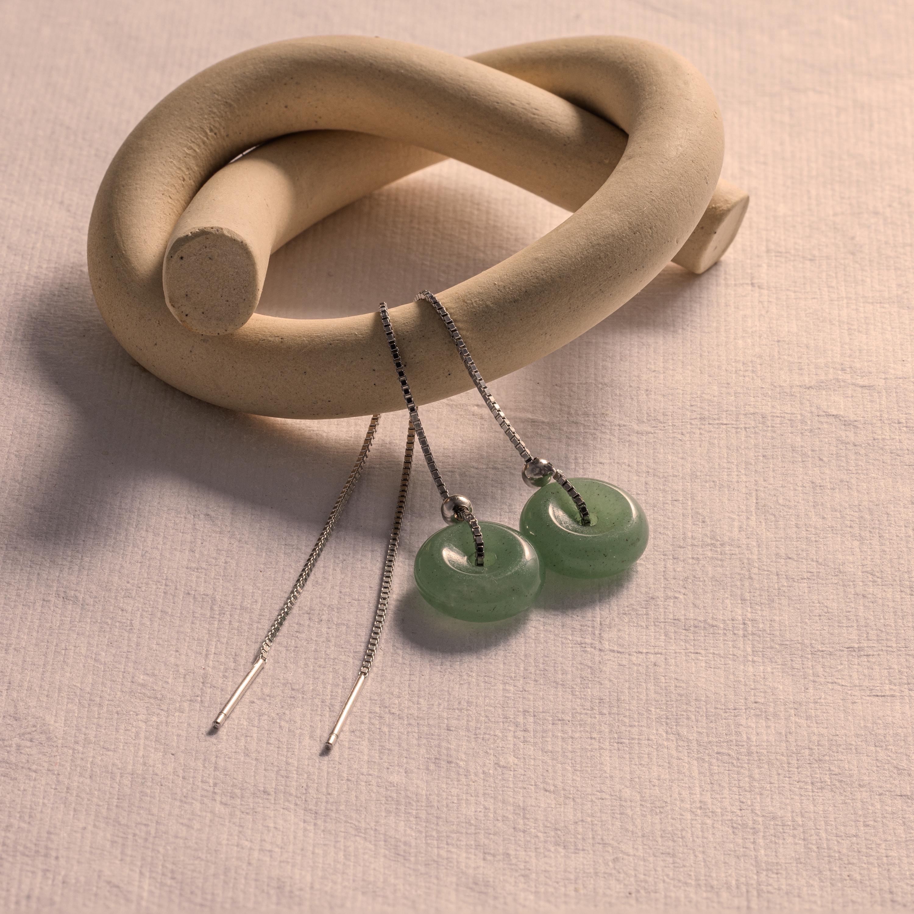 Jade Threader Earrings-Earrings-Caitlyn Minimalist