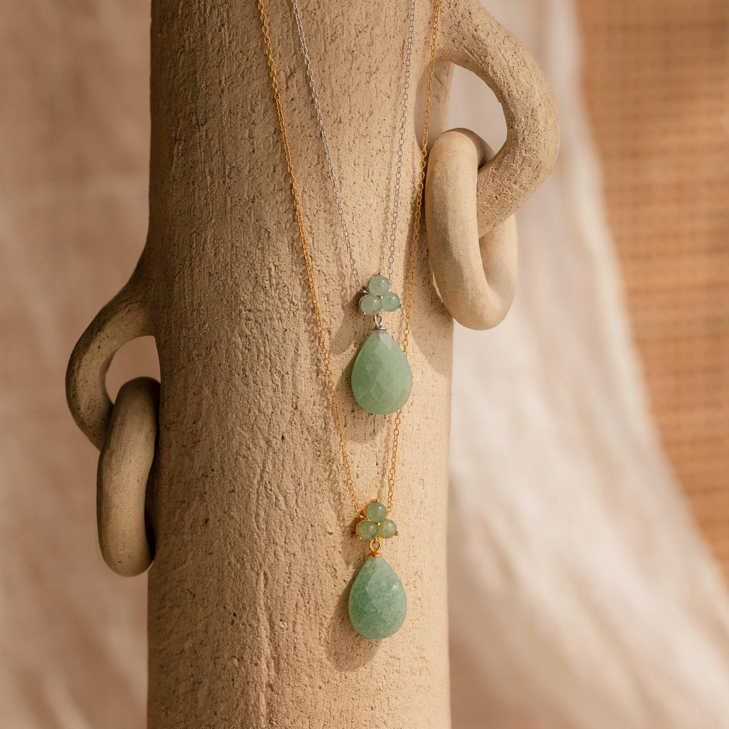 Jade Teardrop Necklace-Necklaces-Caitlyn Minimalist