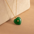 North Star Jade Heart Necklace-Necklaces-Caitlyn Minimalist