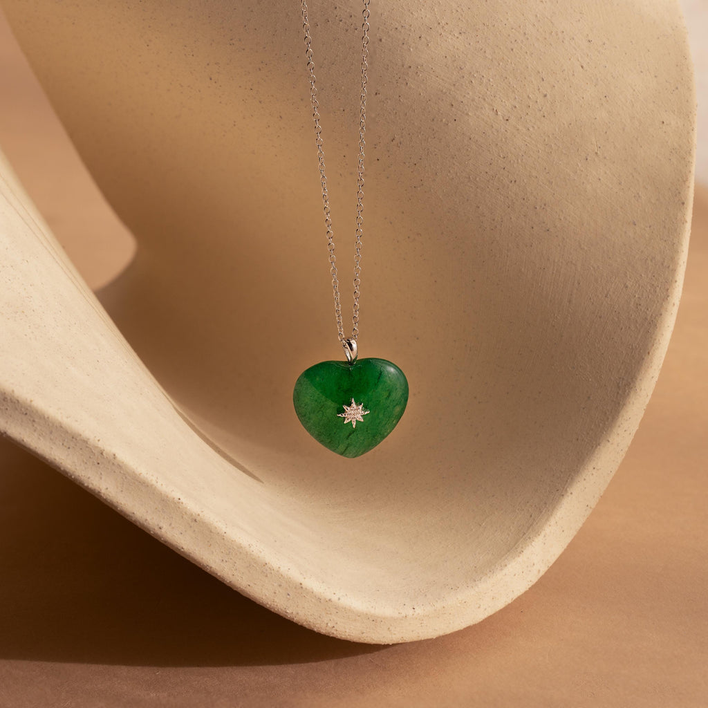 North Star Jade Heart Necklace-Necklaces-Caitlyn Minimalist