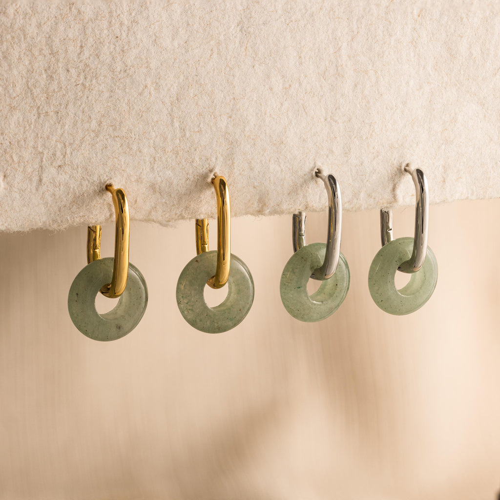 Jade Link Hoops-Earrings-Caitlyn Minimalist