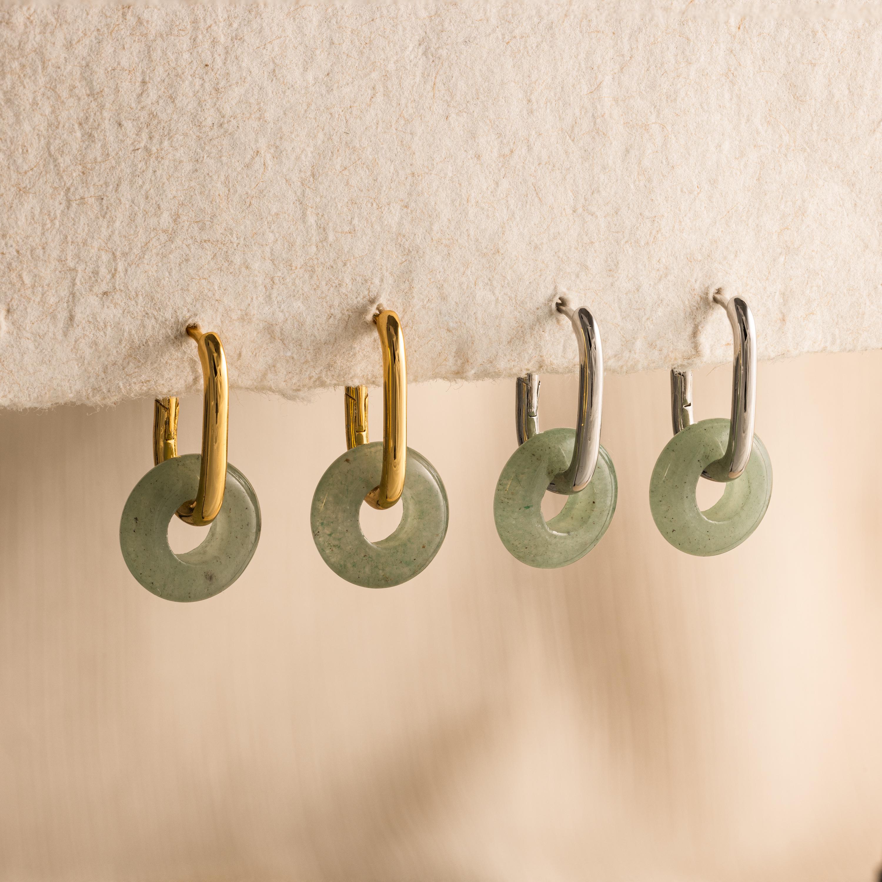 Jade Link Hoops-Earrings-Caitlyn Minimalist