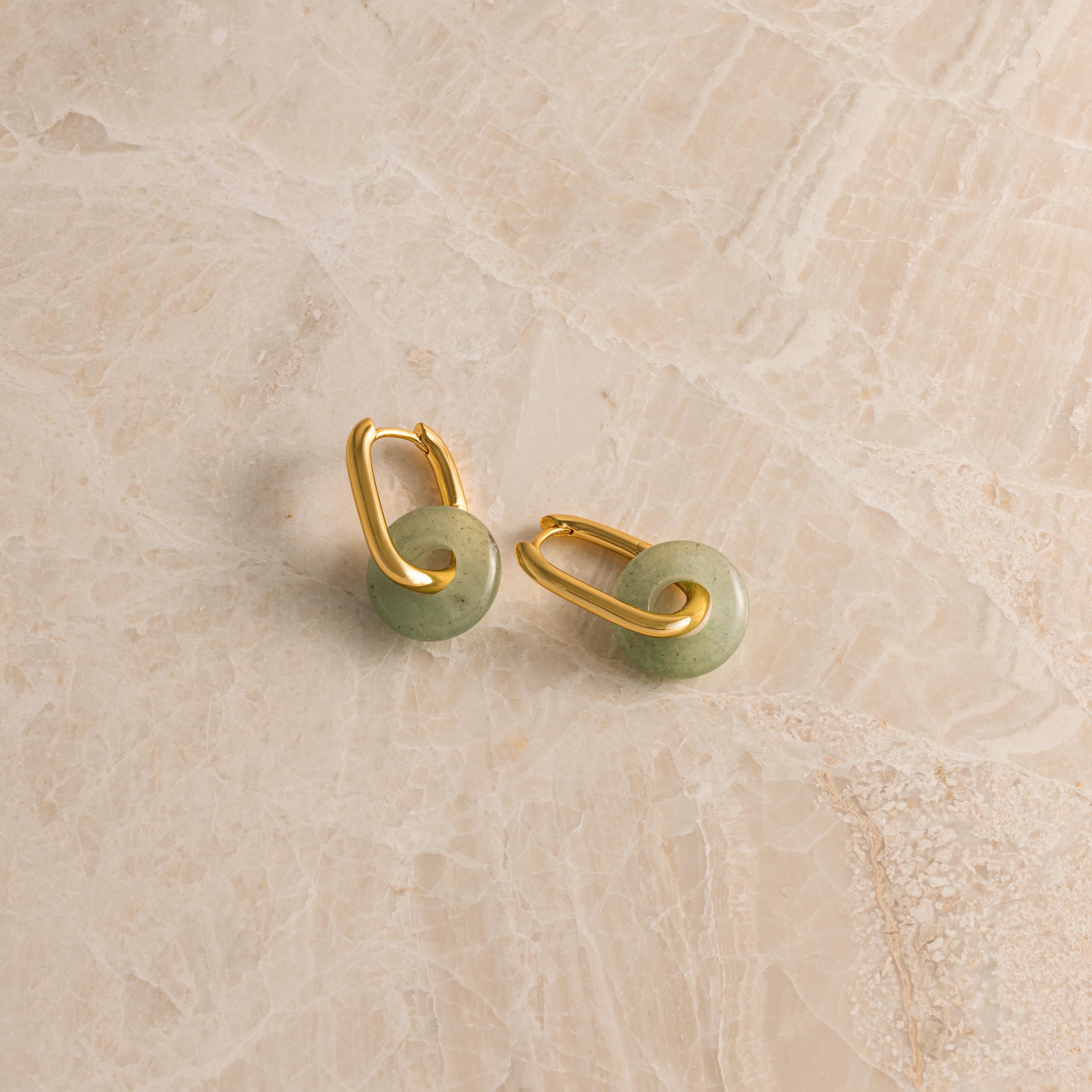 Jade Link Hoops-Earrings-Caitlyn Minimalist