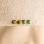 Princess Cut Jade Studs-Earrings-Caitlyn Minimalist