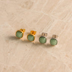 Princess Cut Jade Studs-Earrings-Caitlyn Minimalist