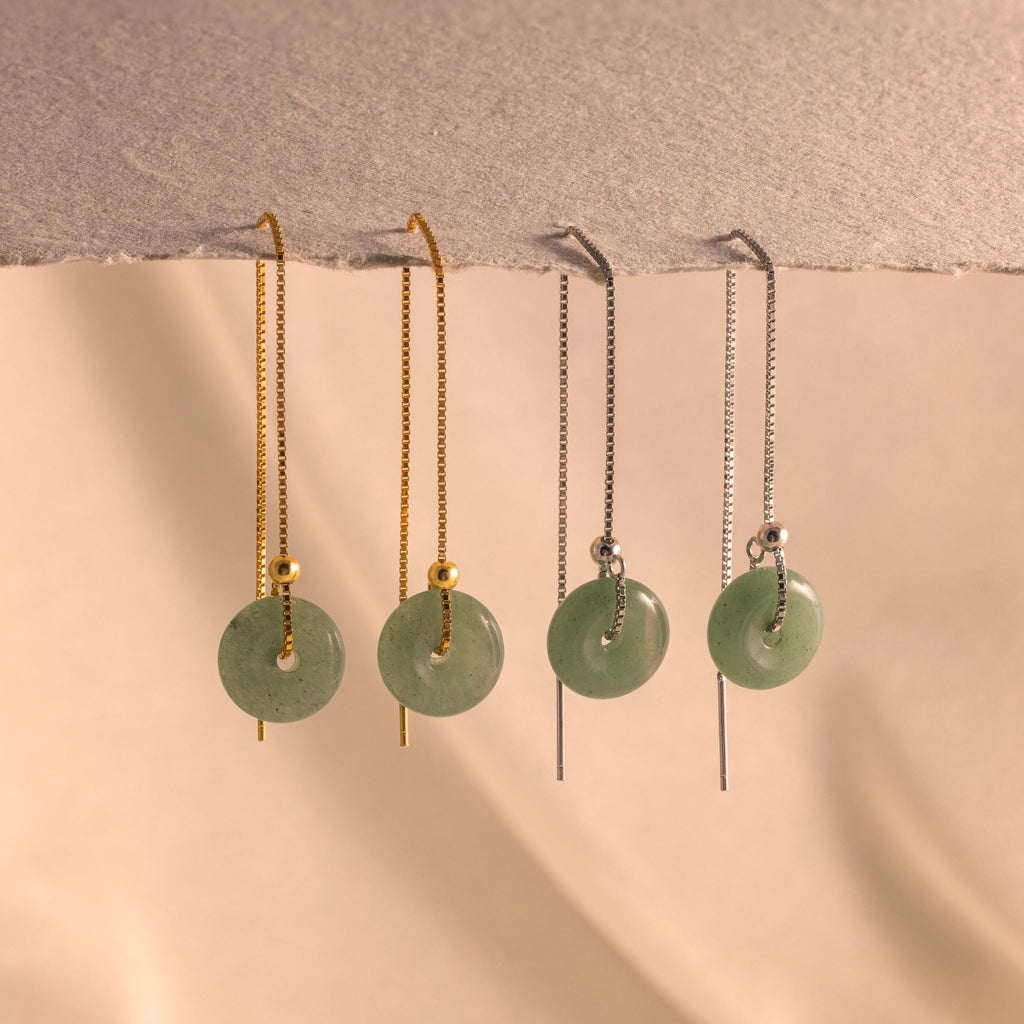 Jade Threader Earrings-Earrings-Caitlyn Minimalist