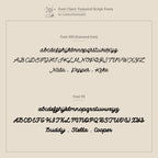 Chart displays two script fonts—each featuring uppercase and lowercase letters plus sample pet names in cursive—ideal for personalizing your Pet Portrait Coin Necklace or creating a unique pet memorial gift.