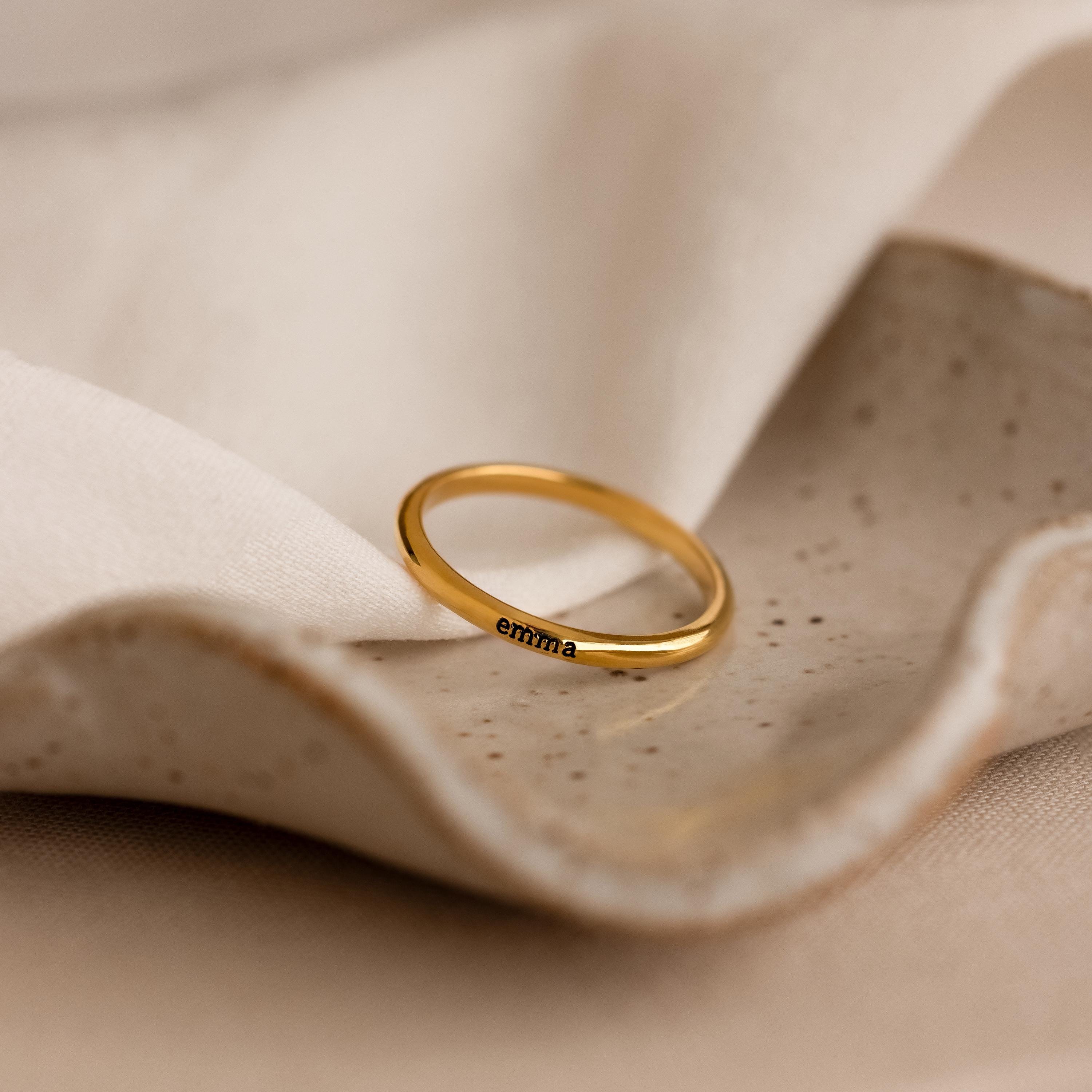 Custom Engraved Tiny Name Stacking Ring | Mom Gifts | Caitlyn Minimalist