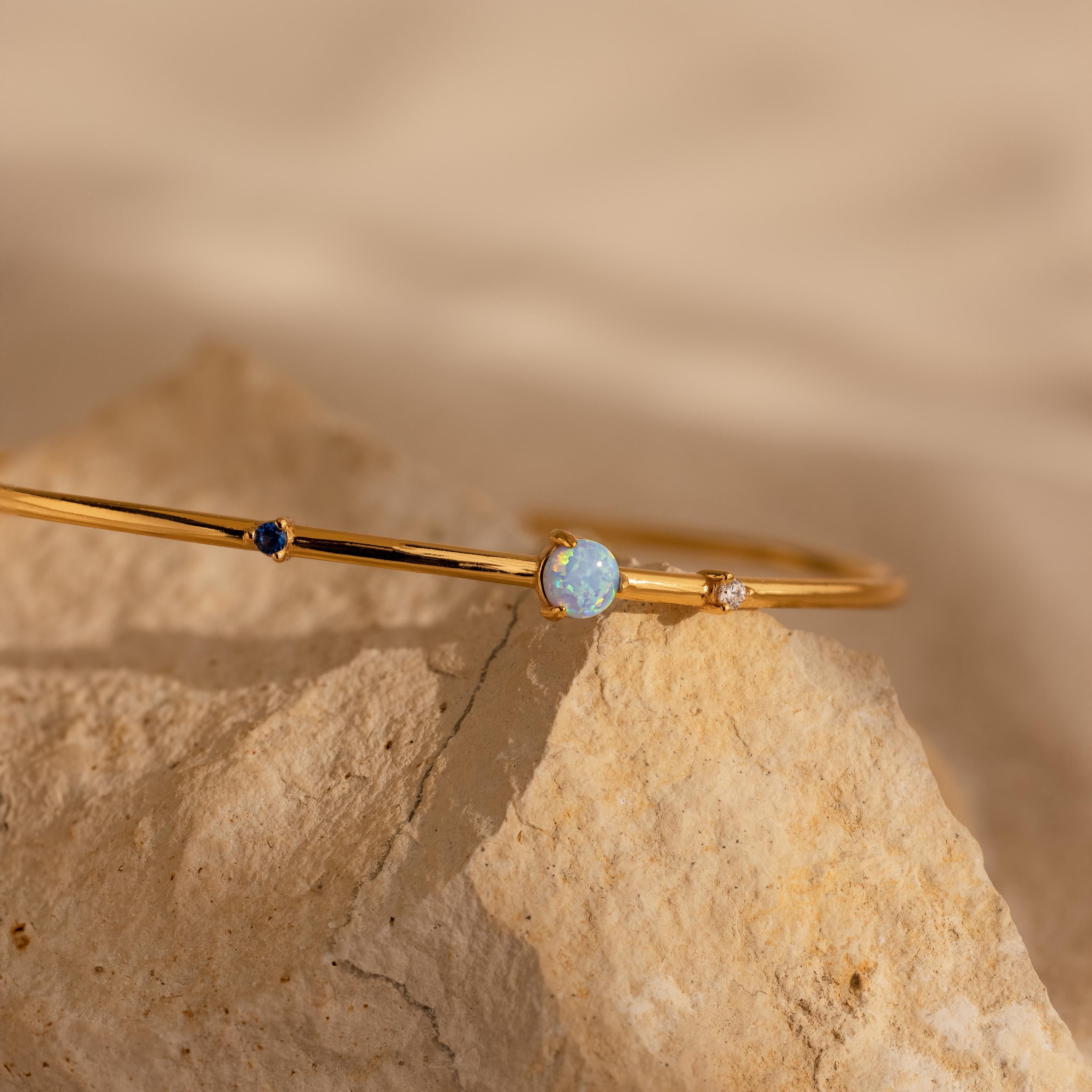 Opal & Diamond Cuff Bracelet