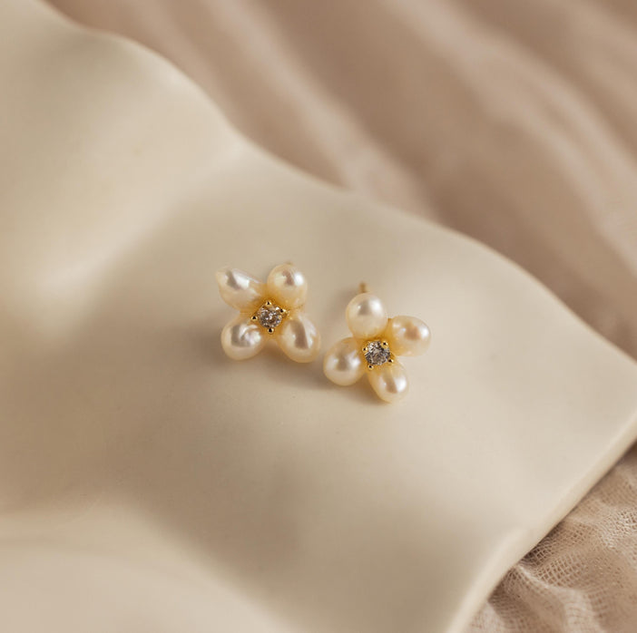 Pearl Flower Studs