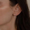 Close-up of a woman's ear wearing Ivy Flower Flat Back Studs in Sterling Silver—a delicate and elegant choice, perfect for a Mother's Day gift.