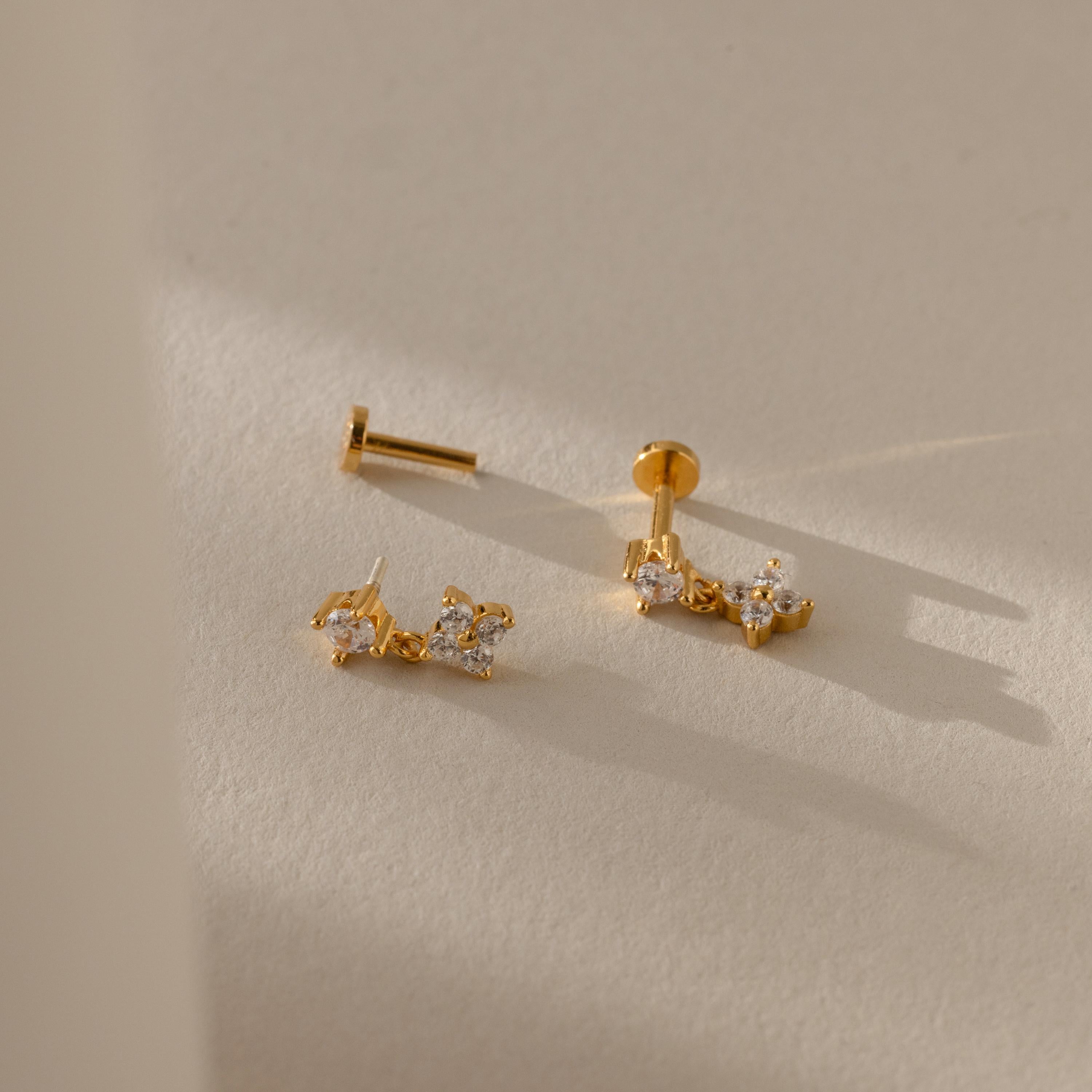 Ivy Flower Flat Back Studs