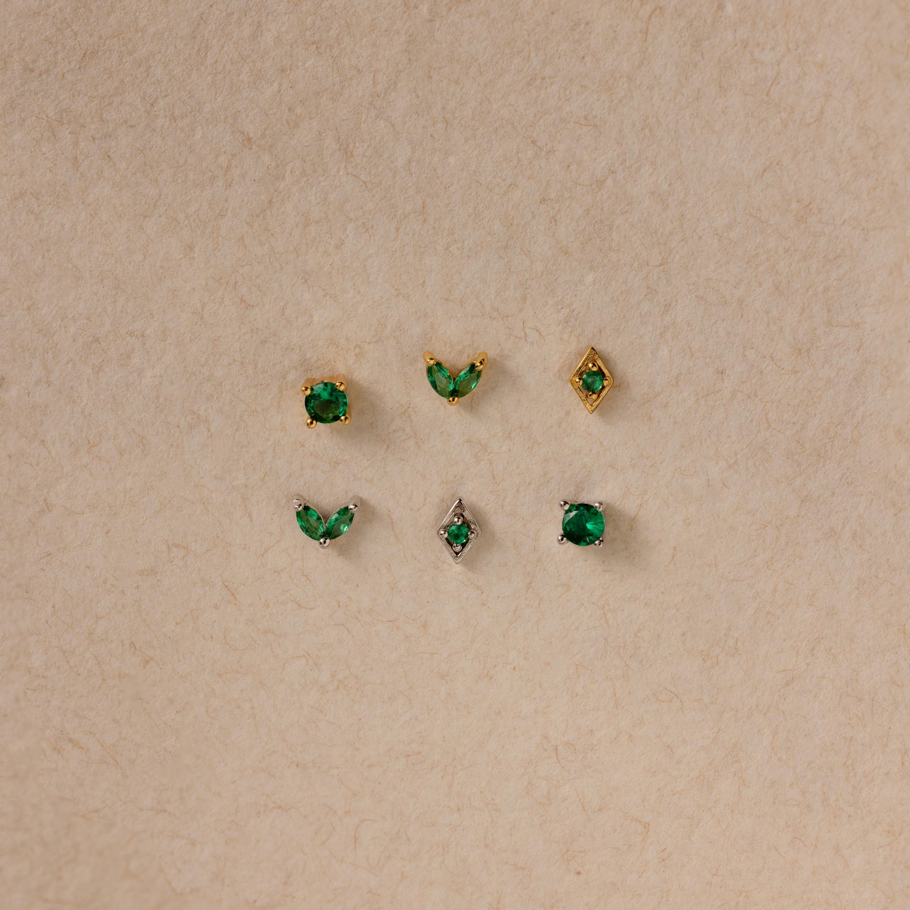 Emerald Flat Back Earring Set