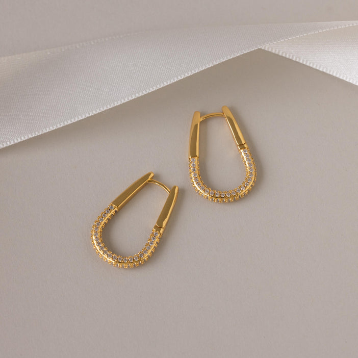 Bold Pave Oval Hoops