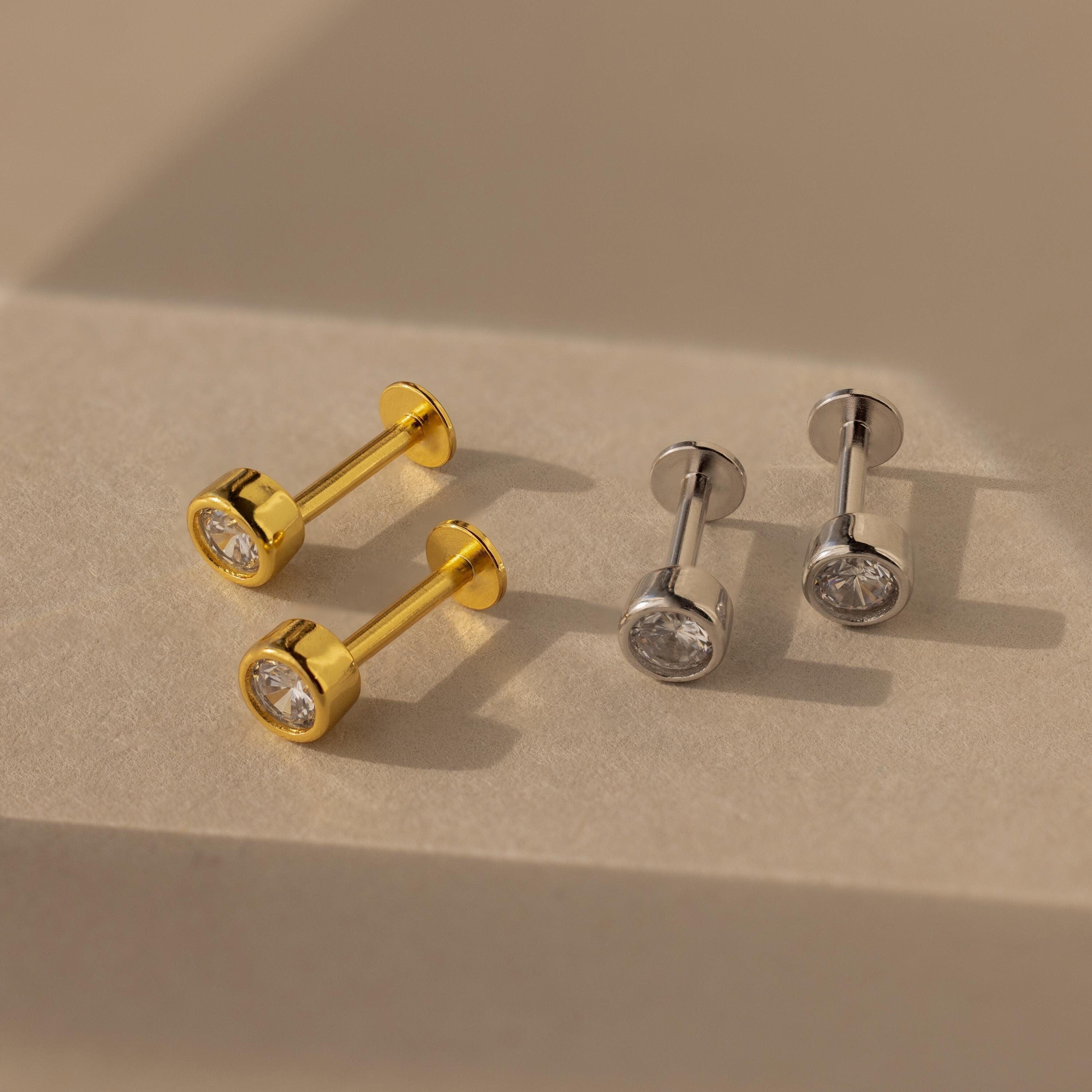 Medium Diamond Bezel Flatback Studs