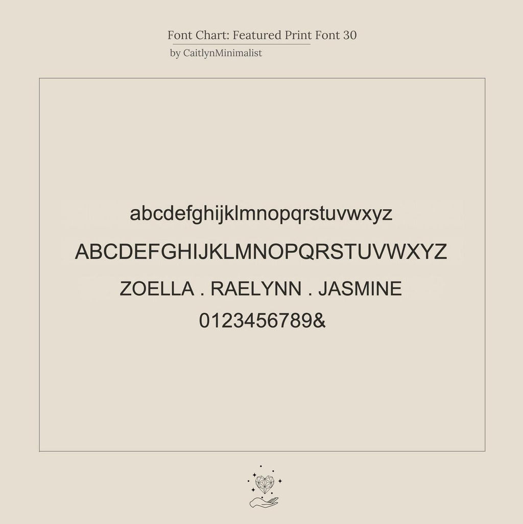 A font chart featuring uppercase, lowercase, numbers, and symbols in a modern sans-serif style—ideal for customizing your Diamond Tennis Letter Bracelet or designing minimalist jewelry pieces.