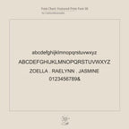 A font chart featuring uppercase, lowercase, numbers, and symbols in a modern sans-serif style—ideal for customizing your Diamond Tennis Letter Bracelet or designing minimalist jewelry pieces.