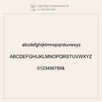 A minimalist font chart featuring lowercase, uppercase letters, numbers 0-9, and an ampersand—ideal for selecting your Engraved Herringbone Name Necklace’s style.