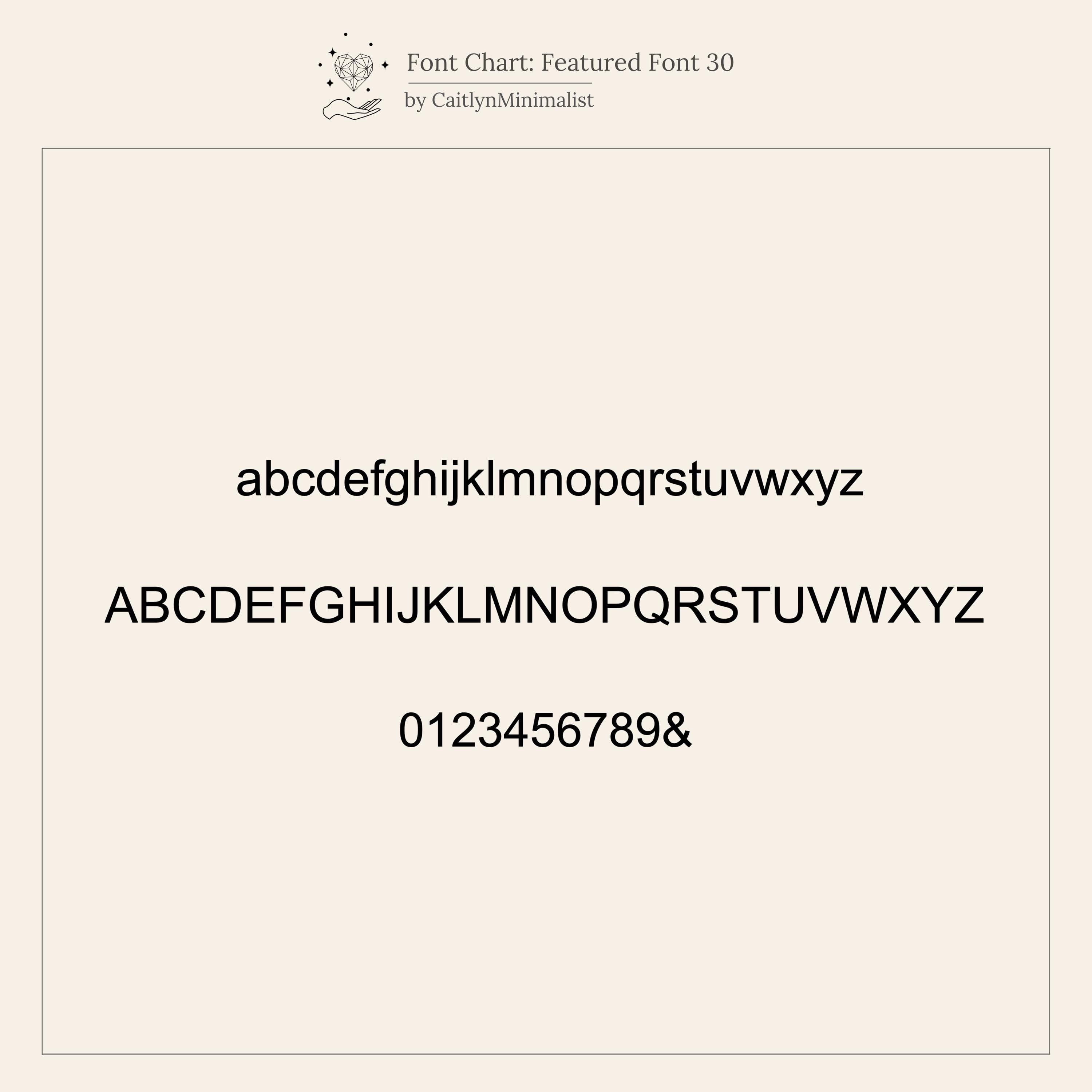 A minimalist font chart featuring lowercase, uppercase letters, numbers 0-9, and an ampersand—ideal for selecting your Engraved Herringbone Name Necklace’s style.