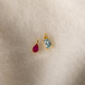 6mm Ruby Pear-cut Birthstone Charm and 6mm Aquamarine Baguette-cut Birthstone Charm with jump rings