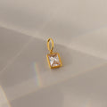 Gold Emerald Birthstone Charm with Diamond, featuring a 5x7mm rounded rectangle and jump ring