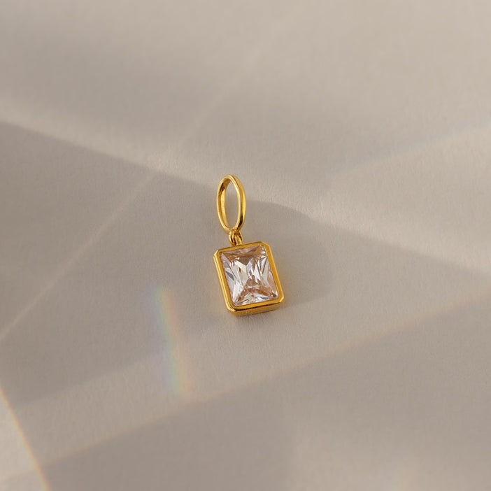 Emerald Cut Birthstone Charm