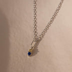 Silver Dainty Duo Birthstone Charm attached to a cable chain