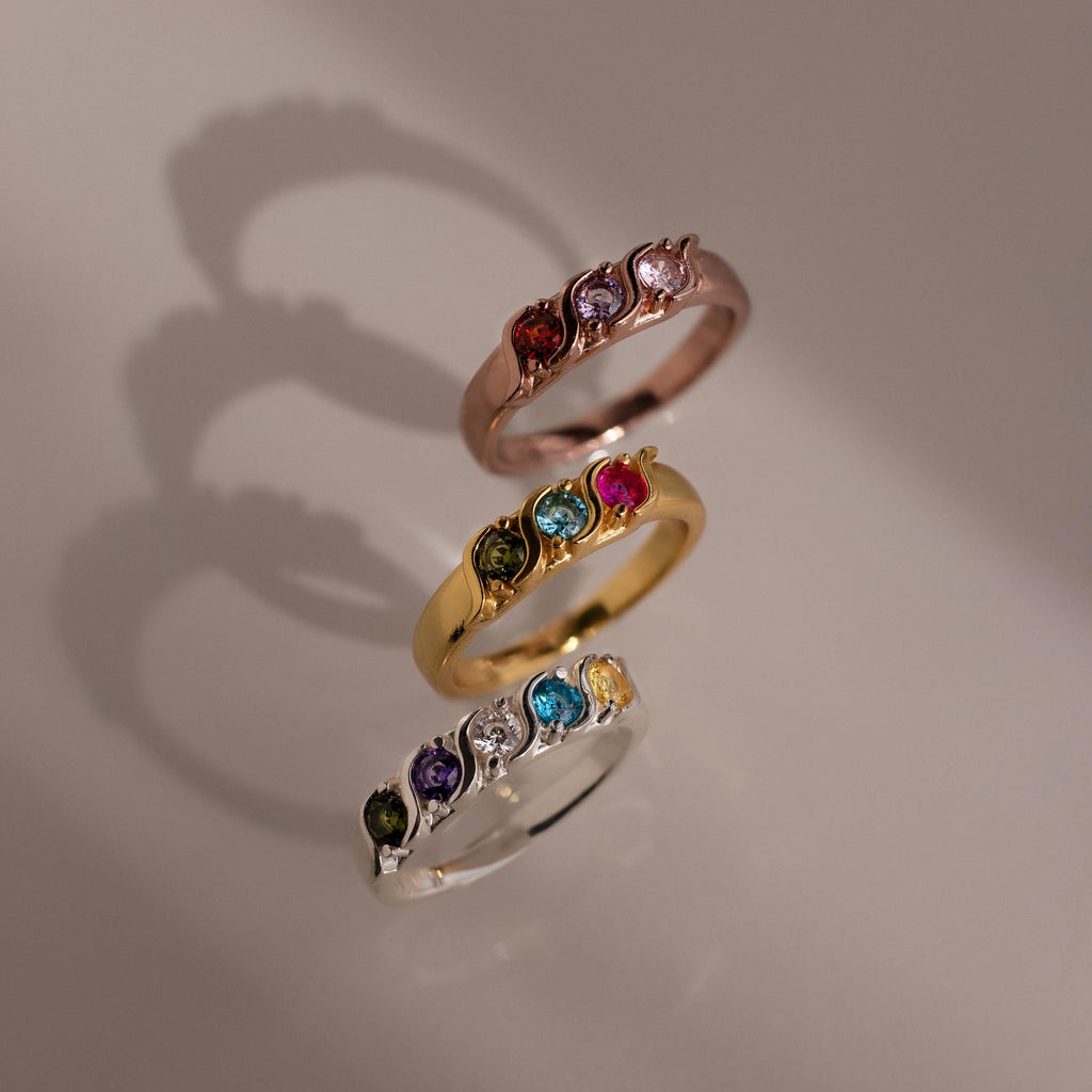 Custom Vintage Multiple Birthstone Eternity Ring | Caitlyn Minimalist