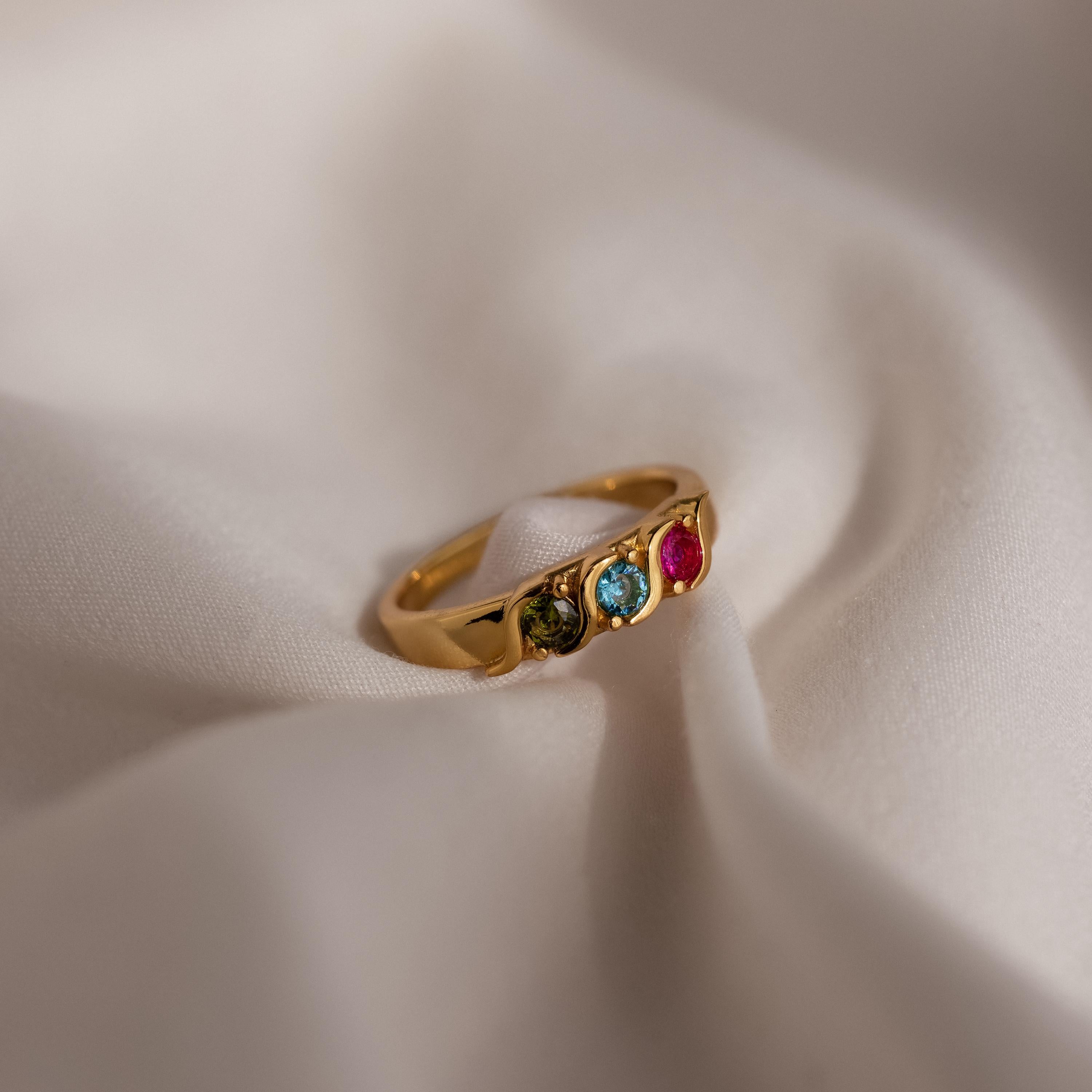 Custom Vintage Multiple Birthstone Eternity Ring | Caitlyn Minimalist