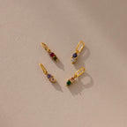 Four gold dainty Duo Birthstone Charm with different birthstone colors 