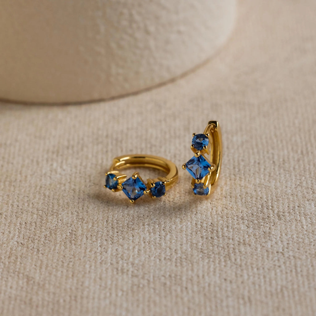 Princess Cut Birthstone Huggies