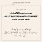 Font chart featuring two elegant script fonts, each shown in uppercase and lowercase with sample names—ideal for creating your custom Diamond Tennis Name Necklace.