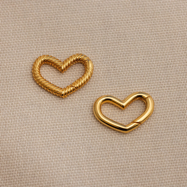 Set of 2: Heart Carabiner Clasps Set in 18K Gold | Caitlyn Minimalist
