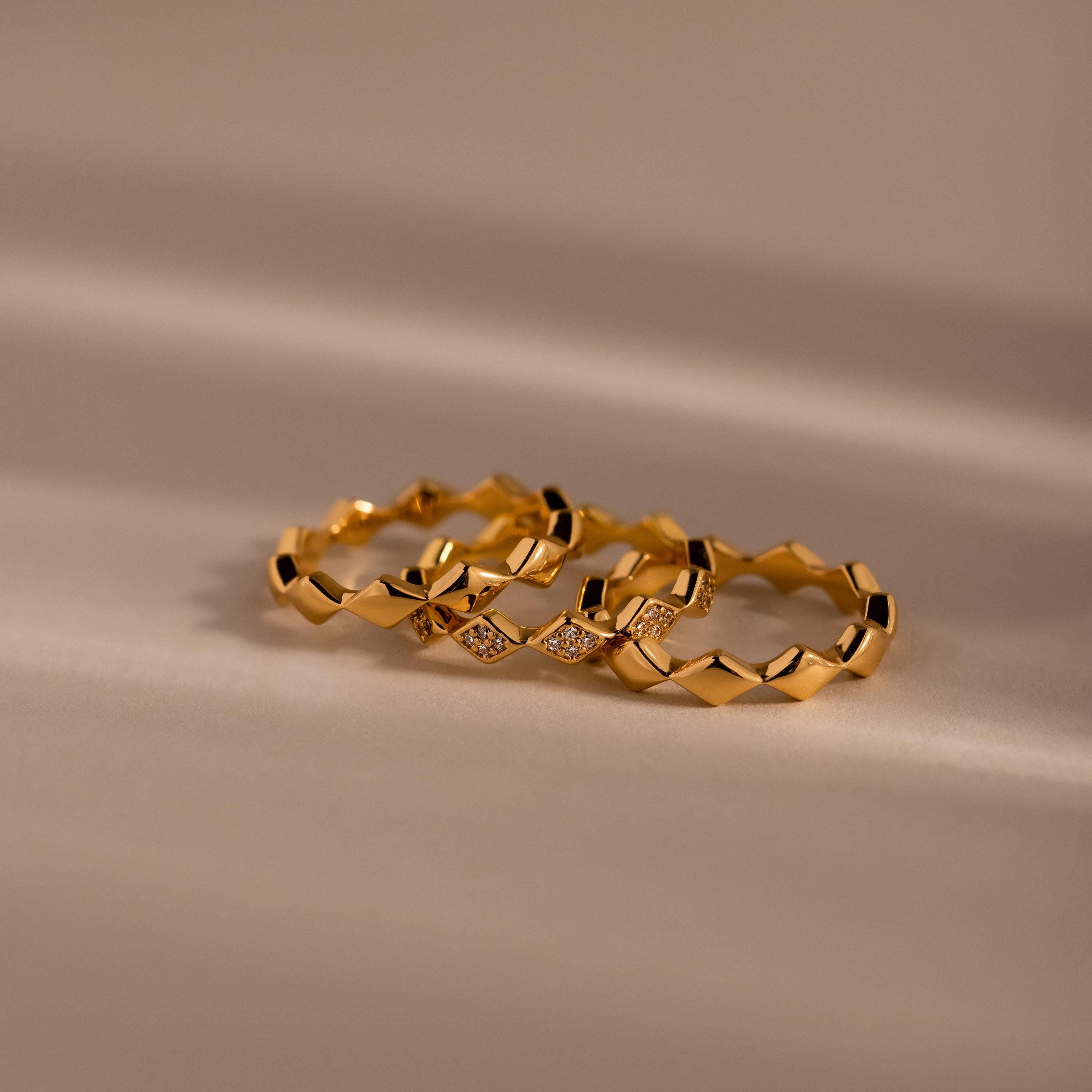 Set of 3: Curved Diamond Eternity Wave Rings | Caitlyn Set of 3: Curved Diamond Eternity Wave Rings | Caitlyn