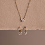 Diamond Bow Necklace & Earrings Set in 18K Gold
