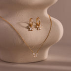 Diamond Bow Necklace & Earrings Set in 18K Gold
