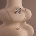Diamond Bow Necklace & Earrings Set in Silver