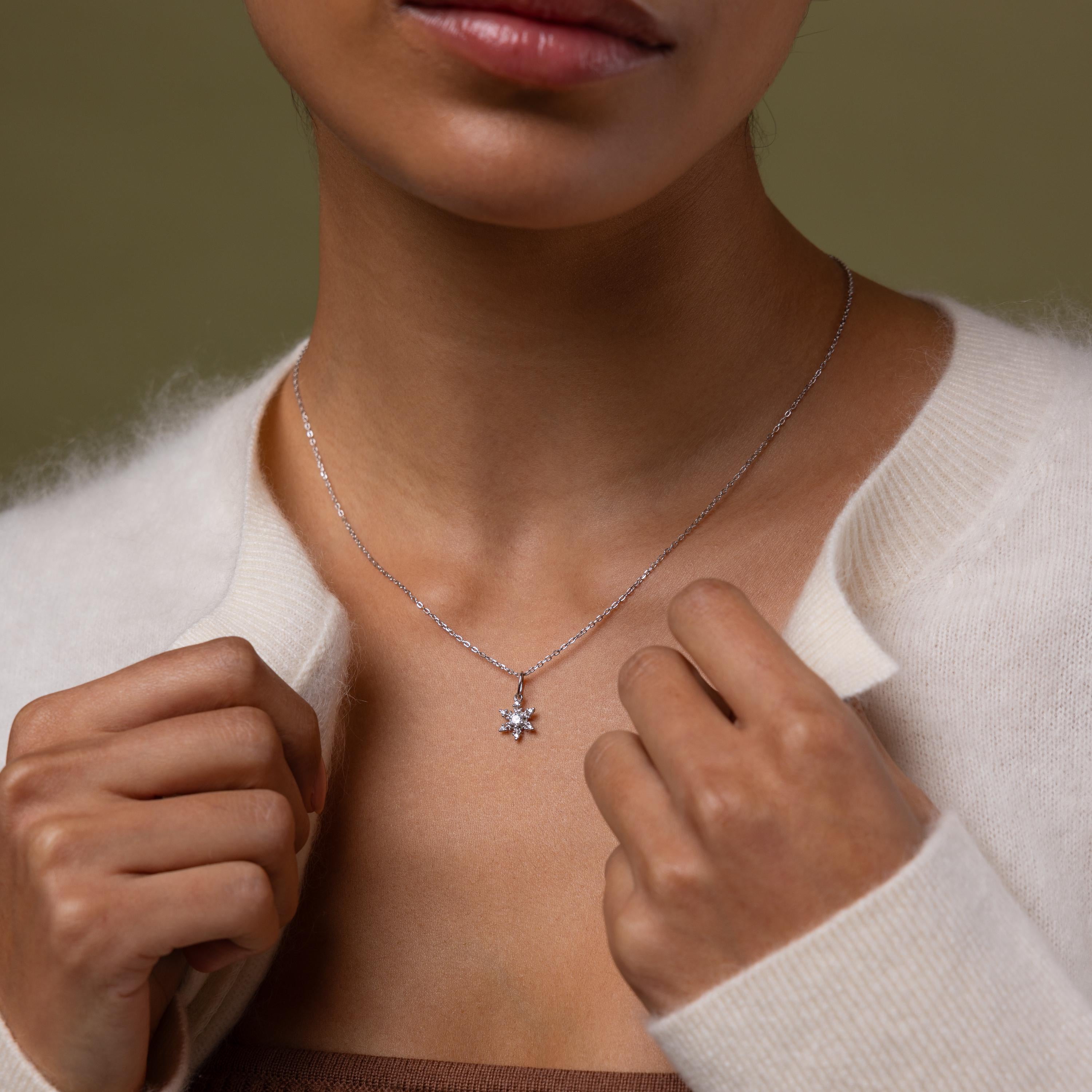 Model wearing our Diamond Snowflake Necklace