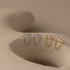 Opal & Diamond Chain Studs