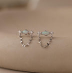 Opal & Diamond Chain Studs