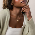 Floral Handwriting Locket Necklace in 18K Gold