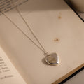 Close up of our Fingerprint Heart Locket Necklace in Sterling Silver