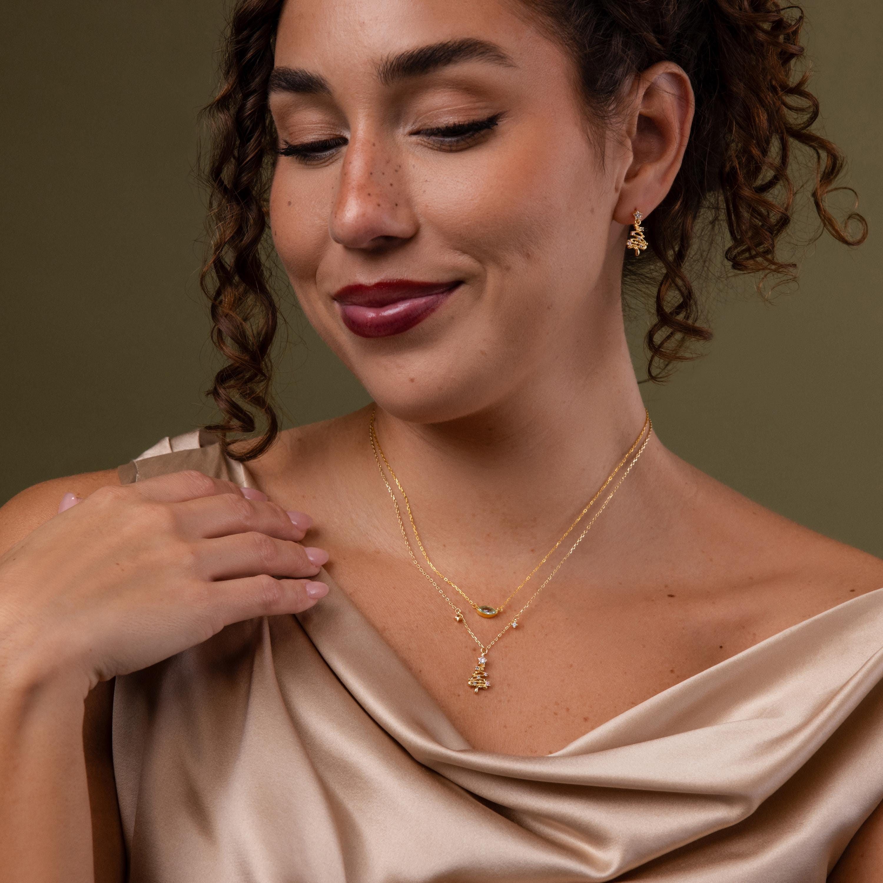 Holiday Diamond Tree Necklace