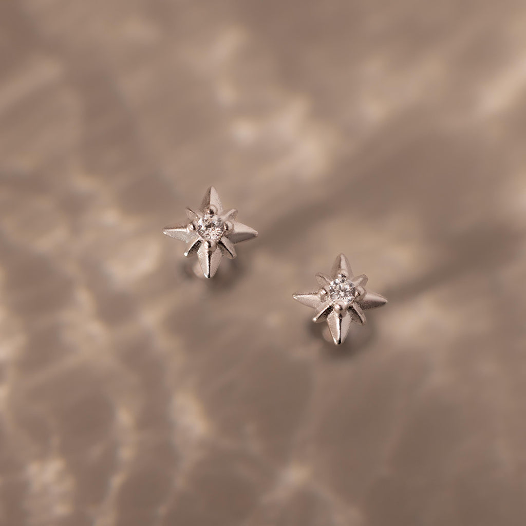 Close up flatlahy image of our Starlight Flatback Studs in Silver