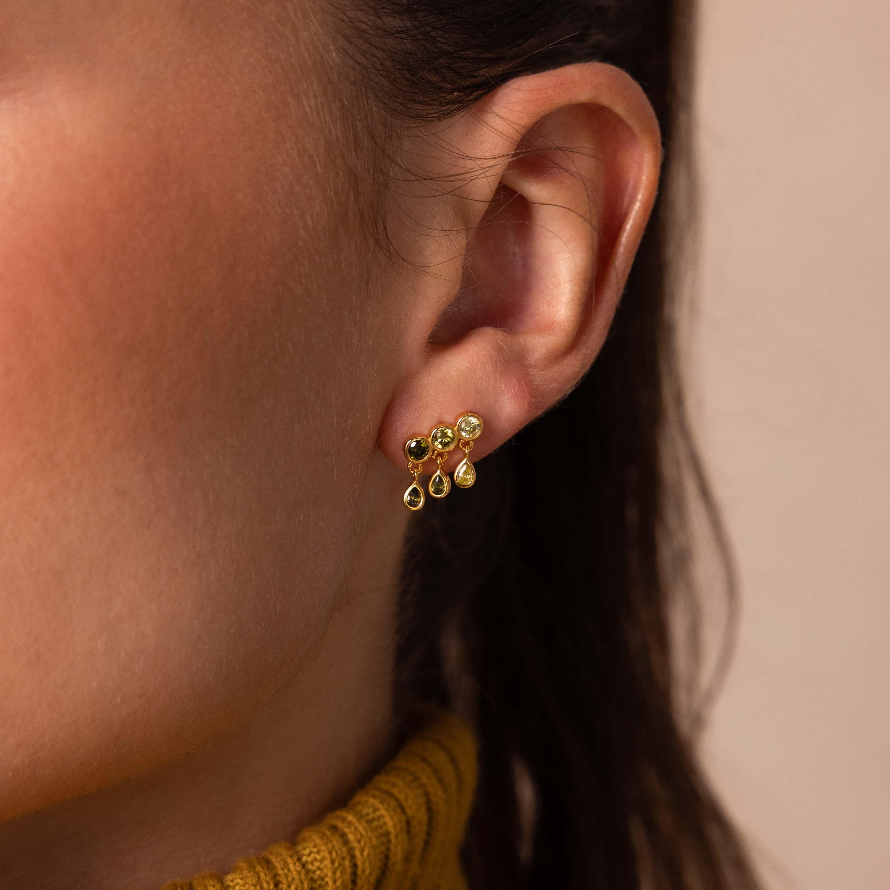 Peridot Raindrop Studs