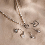 Pearl Beaded Charm Necklace in Silver
