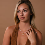 Pearl Beaded Charm Necklace in 18K Gold