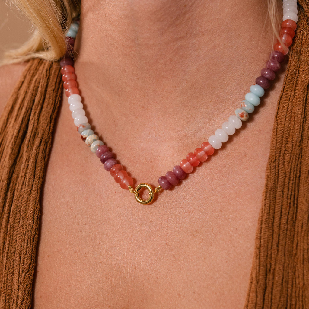 Ember Beaded Charm Necklace in 18K Gold