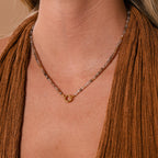 Sunstone Beaded Charm Necklace in 18K Gold